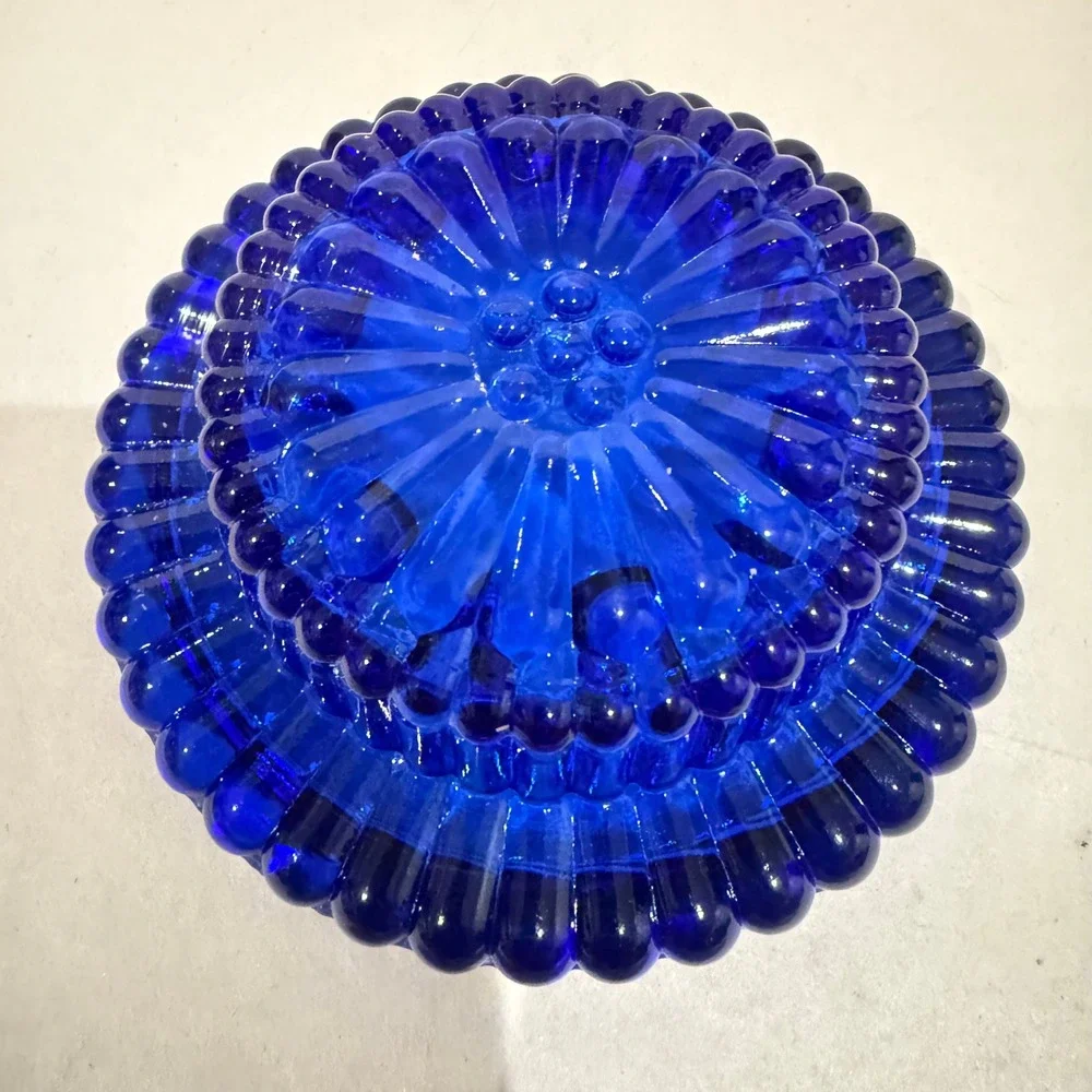 Fenton Persian Medallion Custard Glass Fairy Lamp 3-Pc UV Uranium Blue Insert
